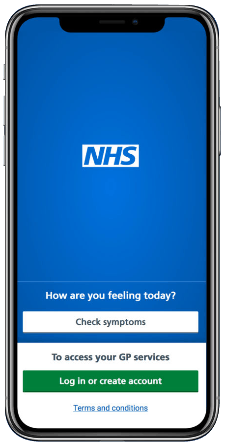 NHS App displayed on mobile phone